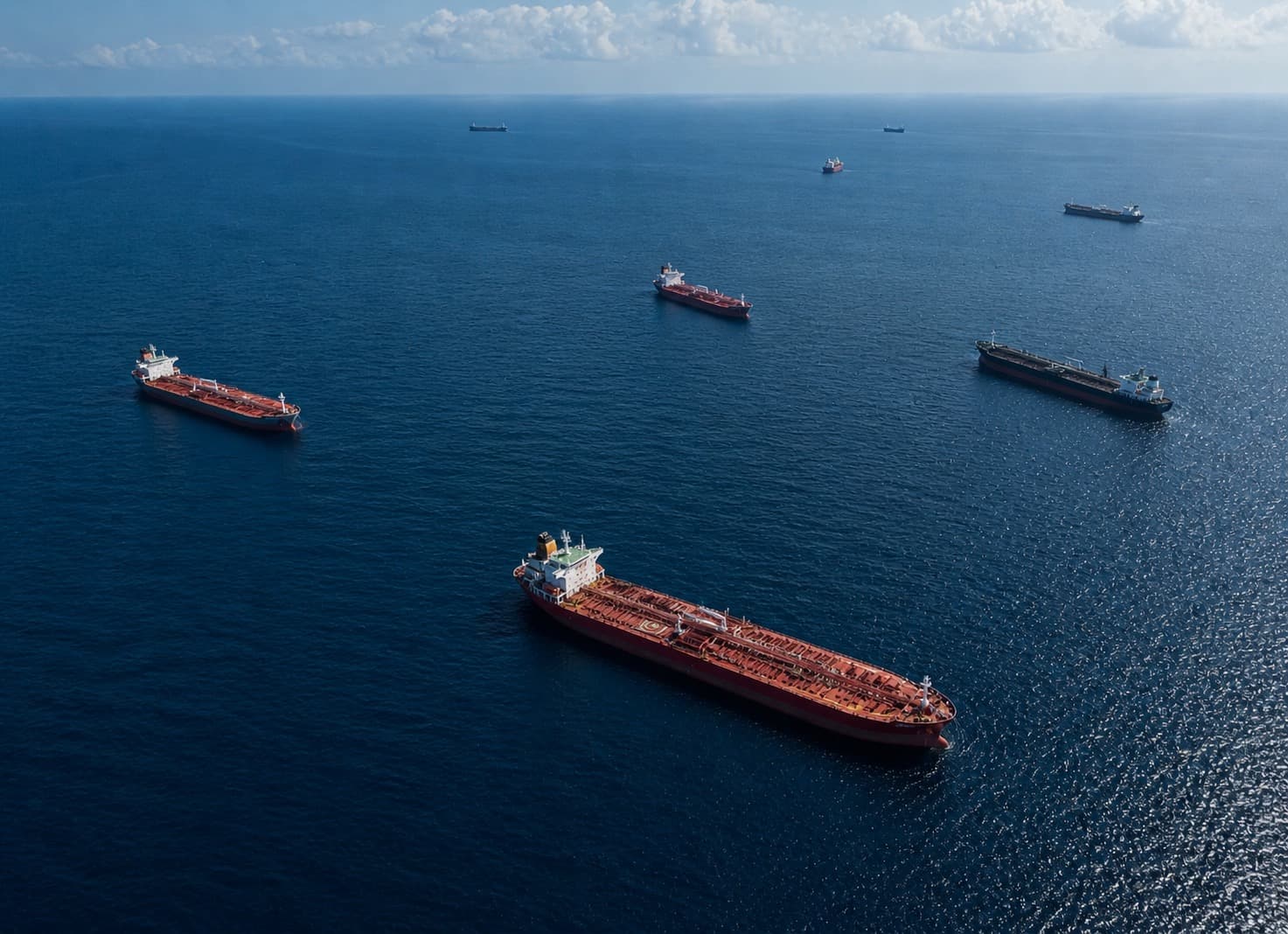 Tanker vessels at sea